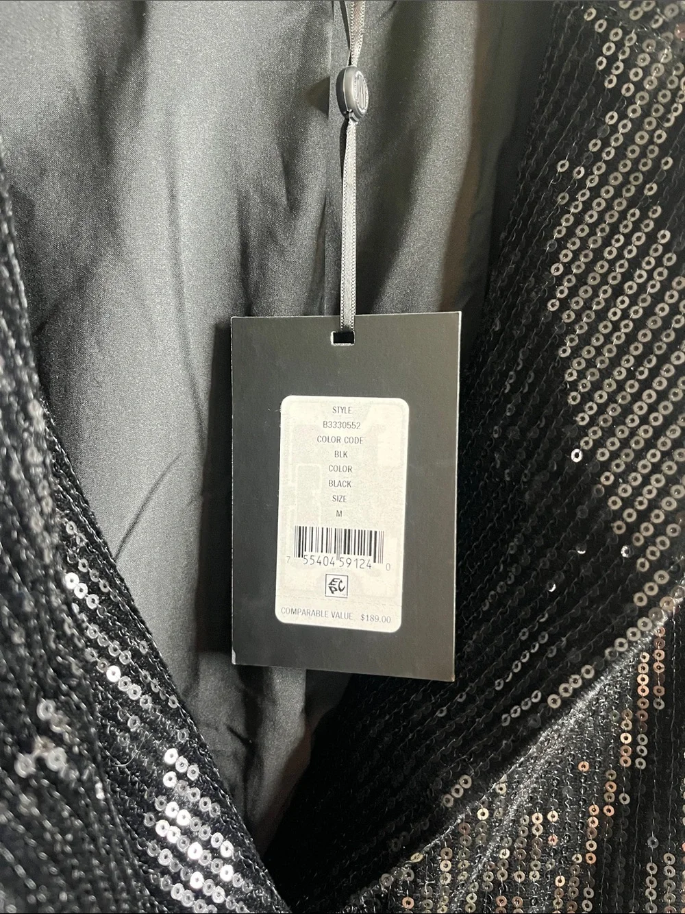 NWT DKNY Double Breasted Sequin Blazer in Black Sz M
